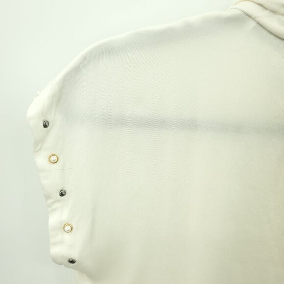 Sandro Sandro Paris Courbe Studded Blouse Top 6US/2/M White Cotton - Picture 9 of 14